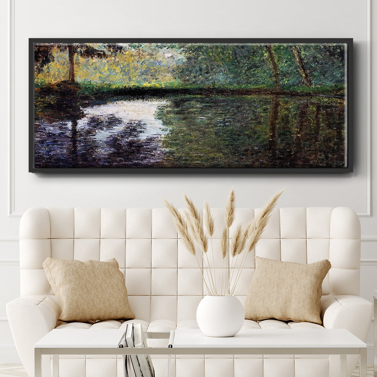 The Pond at Montgeron 2, 1876 - Floater Framed Canvas Print