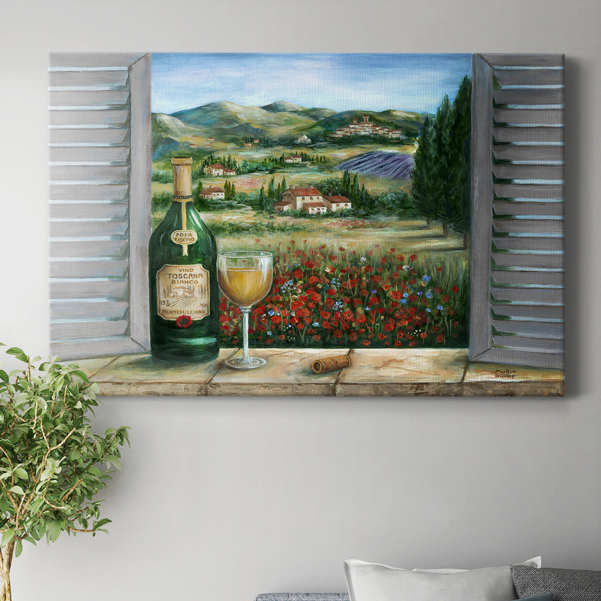 Tuscan White and Poppies Premium Gallery Wrapped Canvas - Ready to Hang