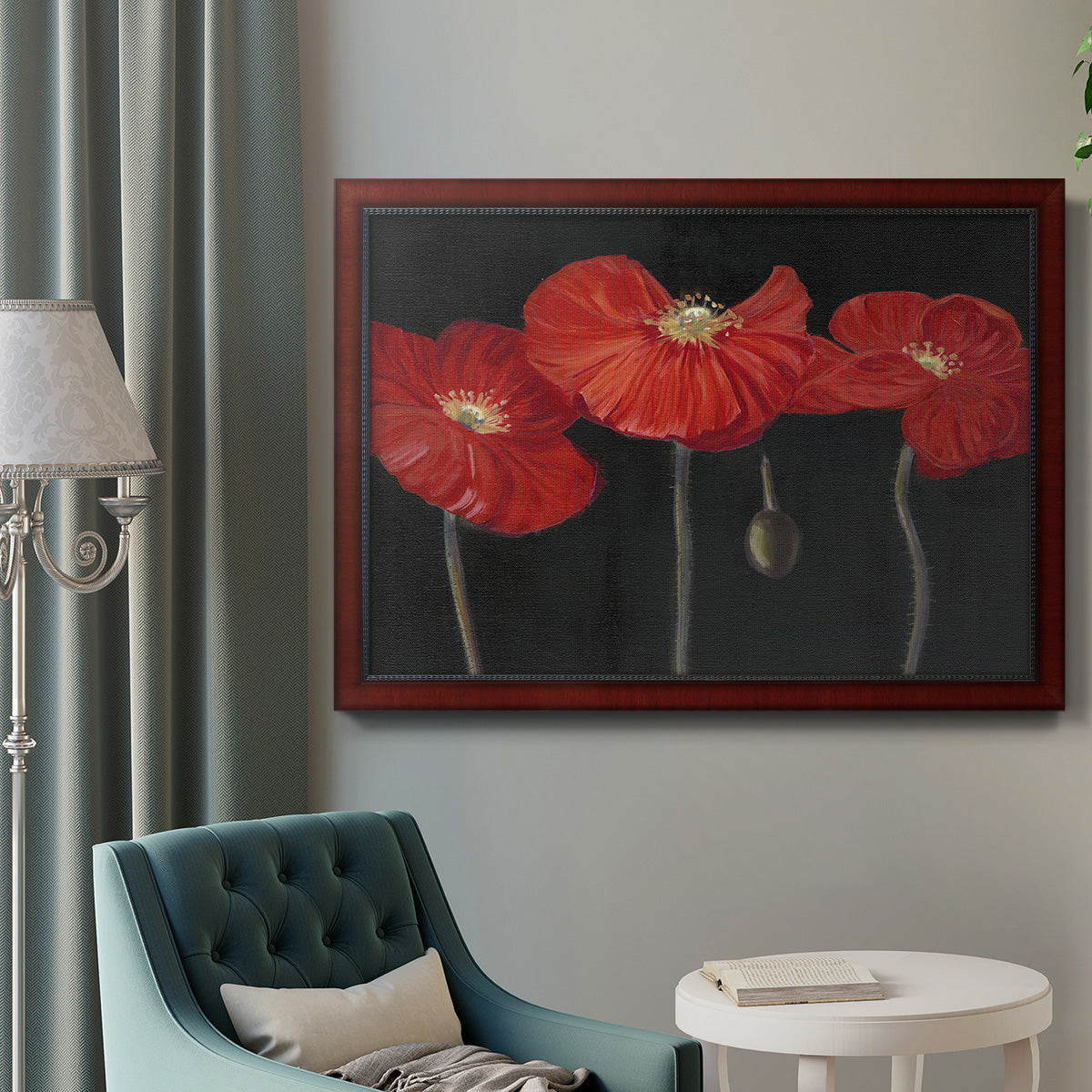 Poppy Trio I Premium Framed Canvas- Ready to Hang