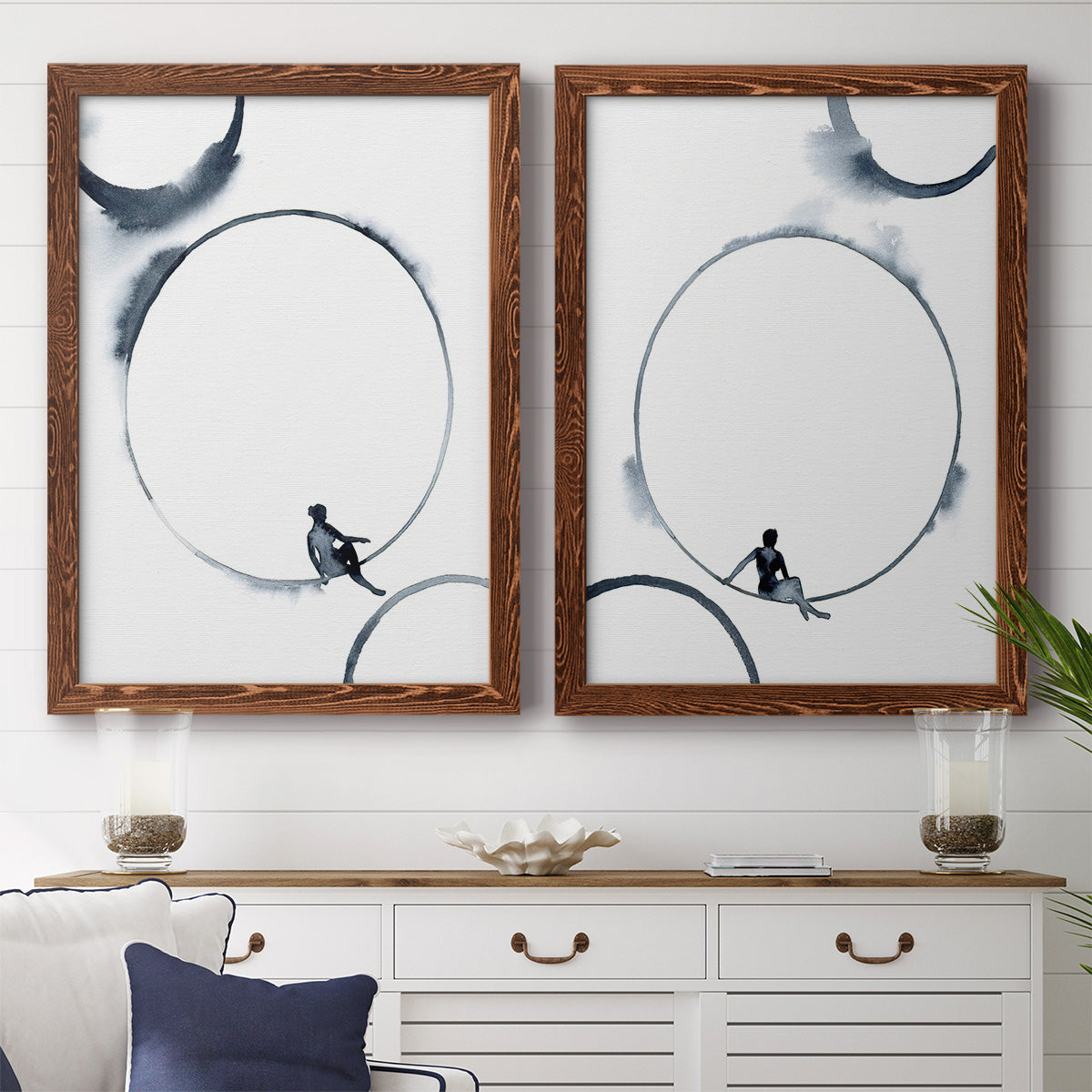 Woman in the Moon I - Premium Framed Canvas 2 Piece Set - Ready to Hang