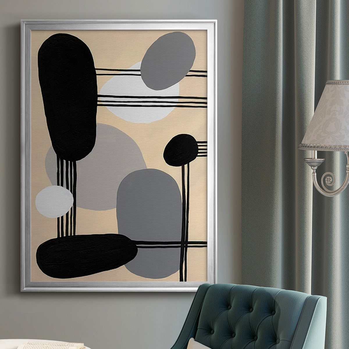 Interconnected Shapes I - Modern Framed Canvas Print