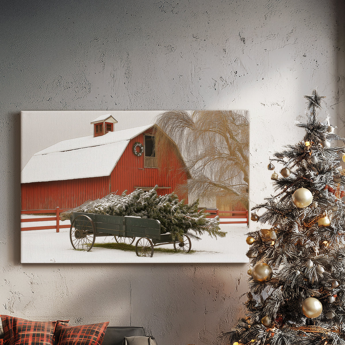 Sleigh of Warm Lantern Promise - Canvas Art Print