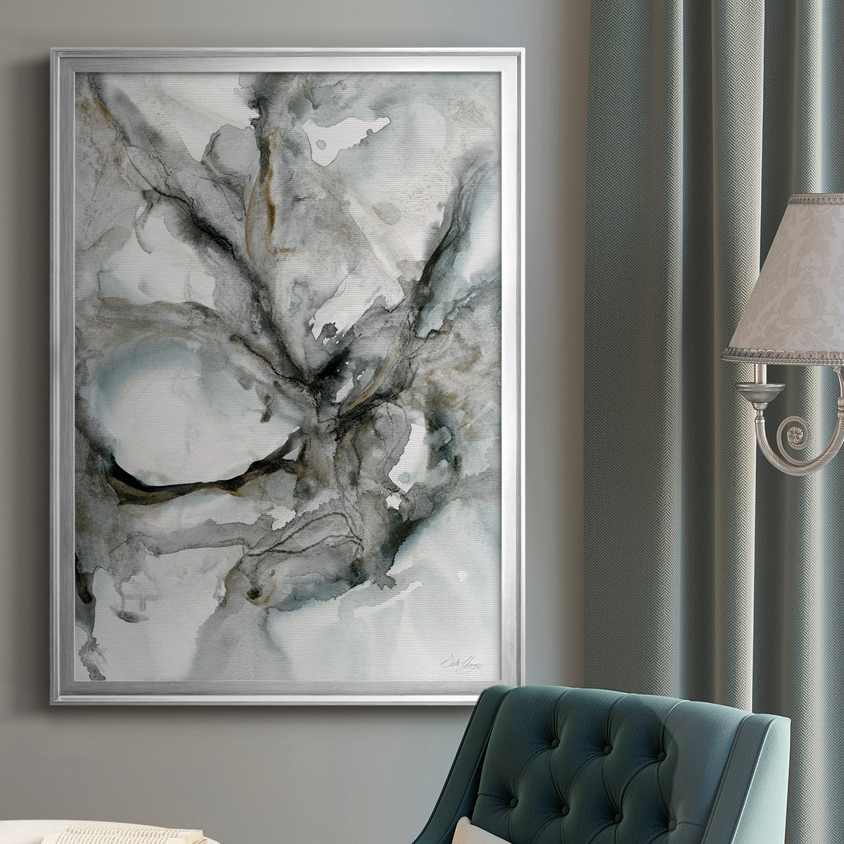 Marble Harmony - Modern Framed Canvas Print