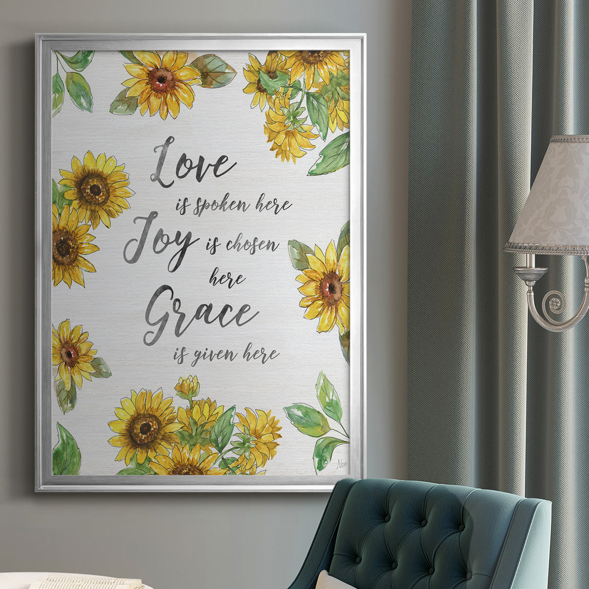Grace Given Here - Modern Framed Canvas Print