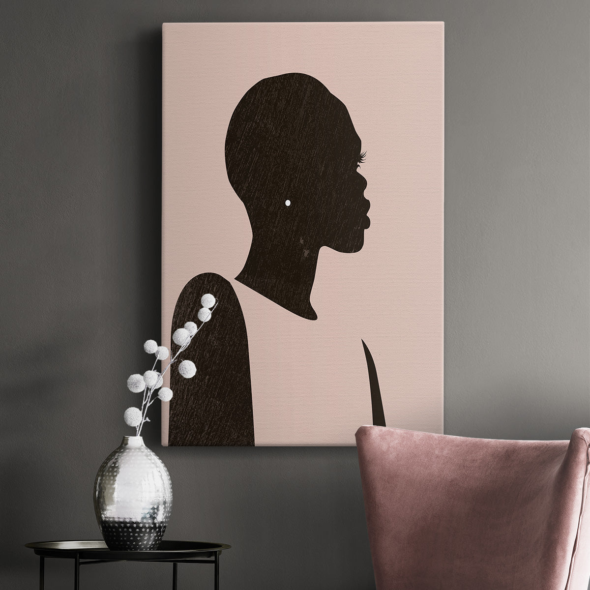 Pink Silhouette II Premium Gallery Wrapped Canvas - Ready to Hang