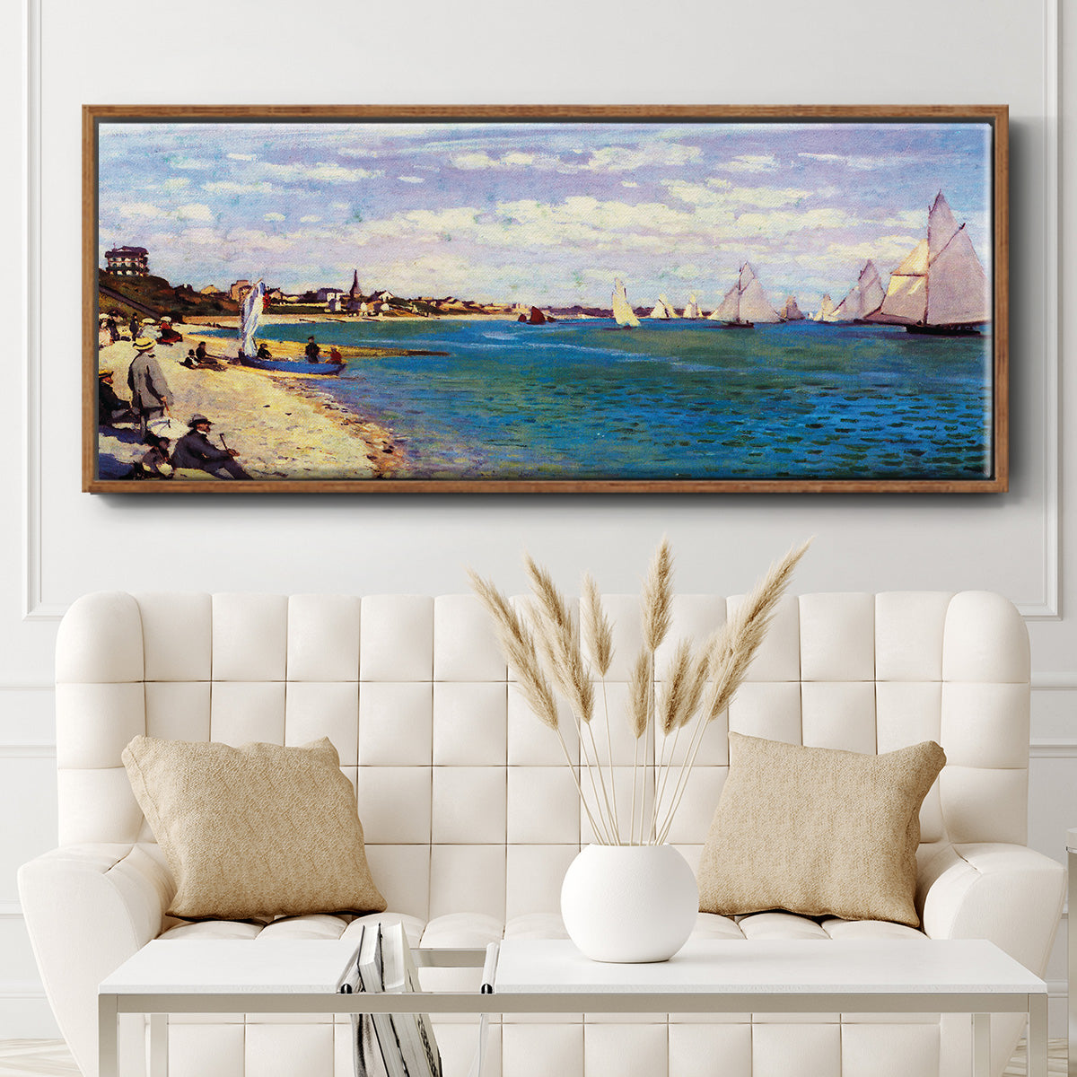 Regatta at Sainte Adresse - Floater Framed Canvas Print