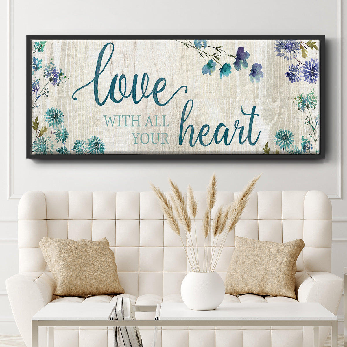Love With All Your Heart - Floater Framed Canvas Print