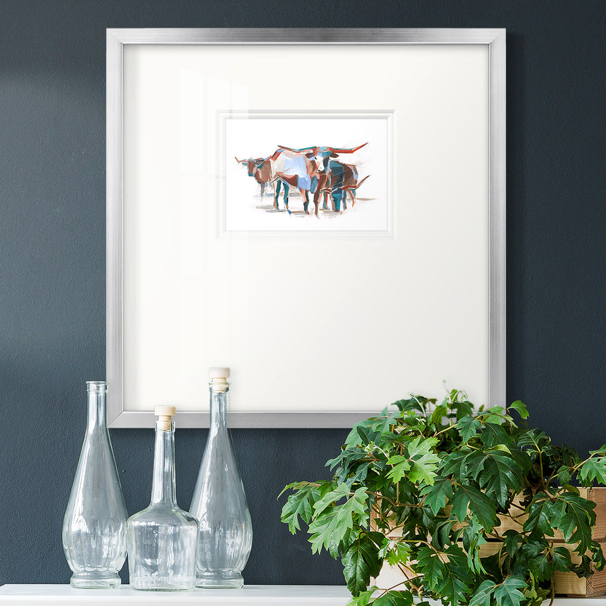 Modern Longhorns II Premium Framed Print Double Matboard