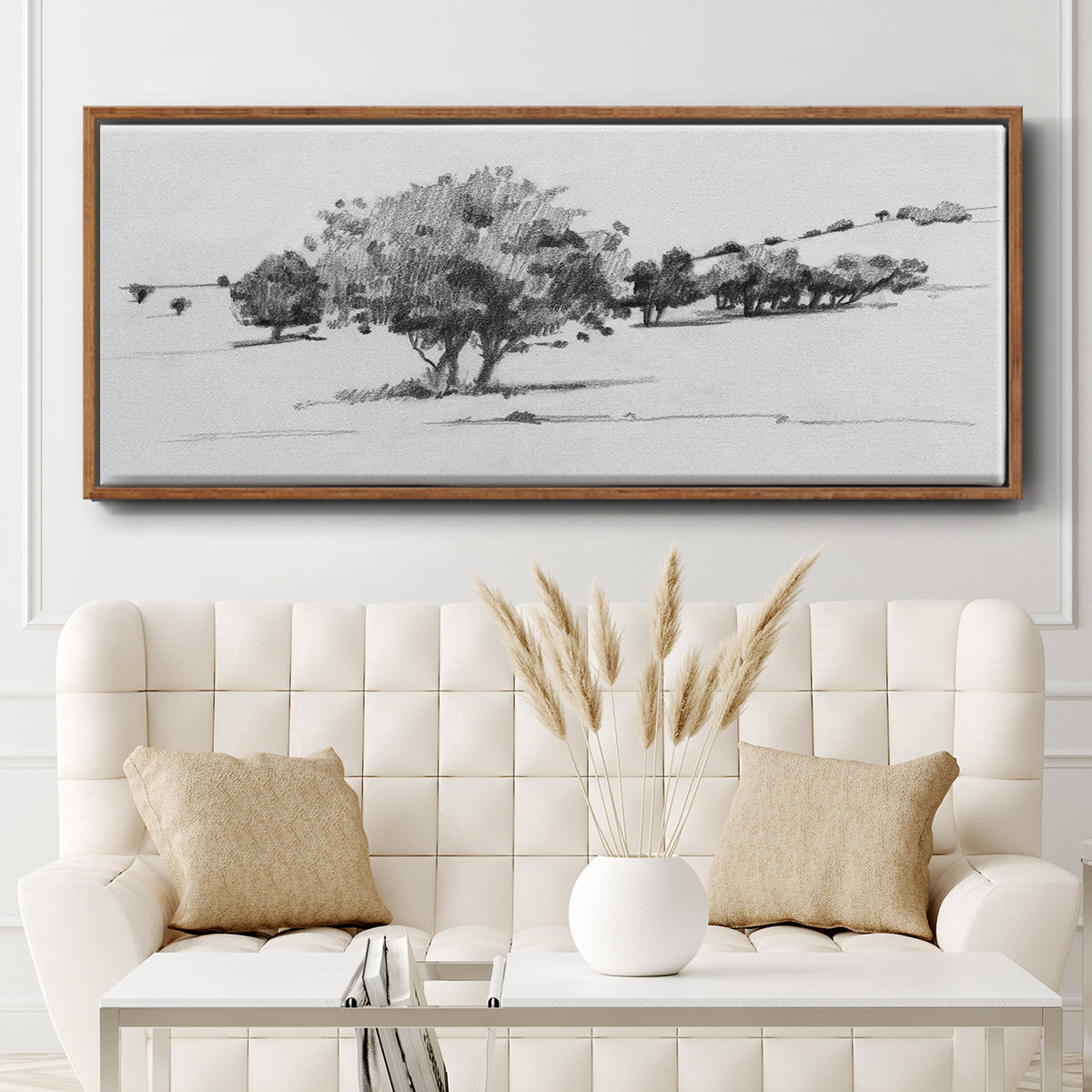 Treeline Sketch I - Floater Framed Canvas Print