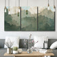 Three-panel canvas wall art featuring autumn storm over rolling landscape, displayed in a modern living room above seating.