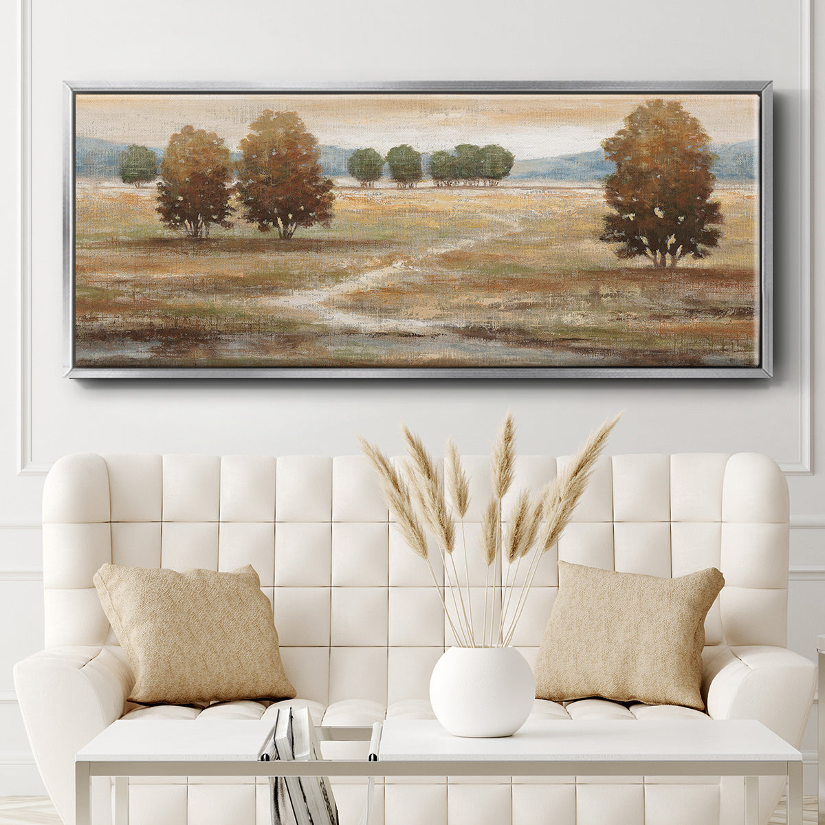 Linen Landscape I - Floater Framed Canvas Print