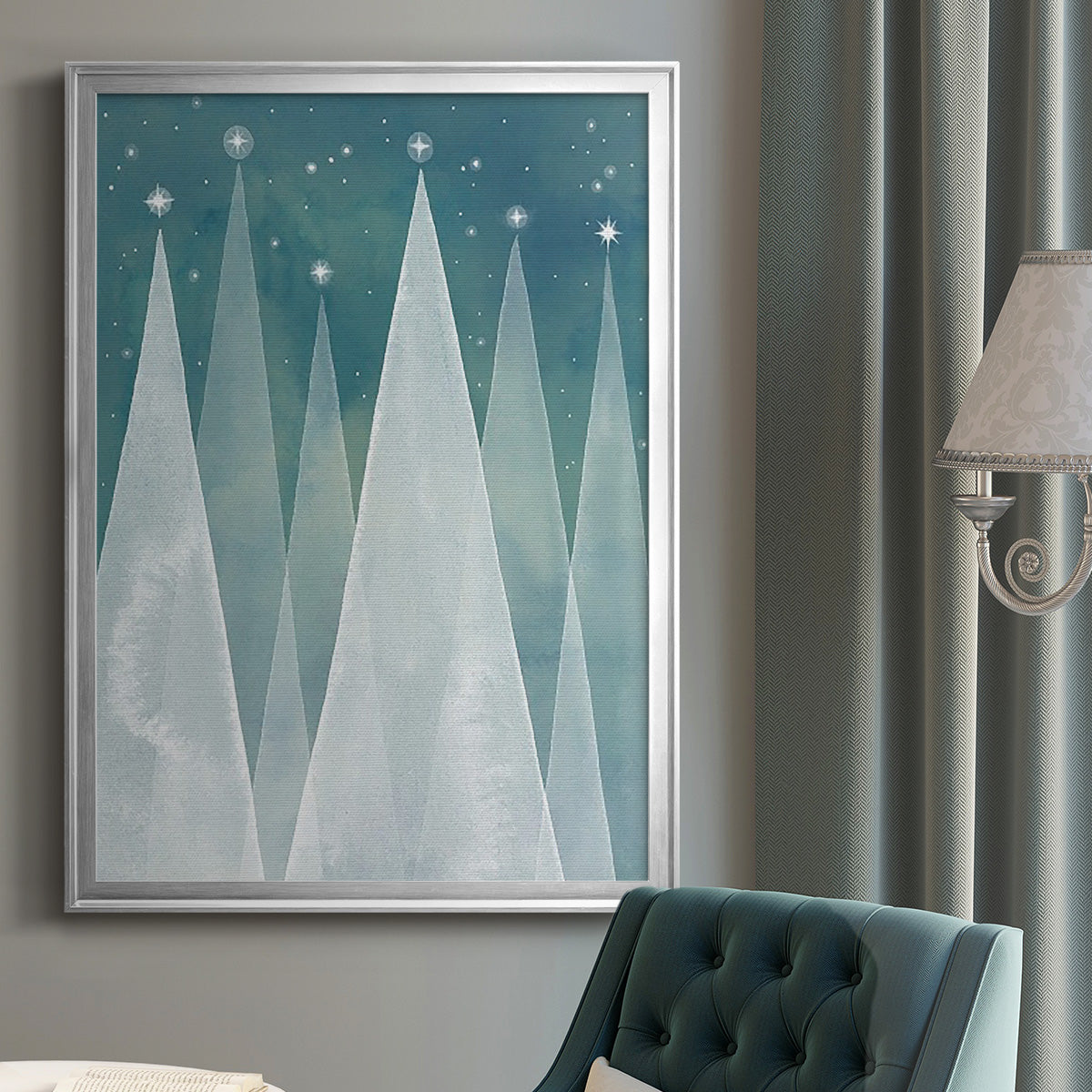 Mod Evergreens I - Modern Framed Canvas Print