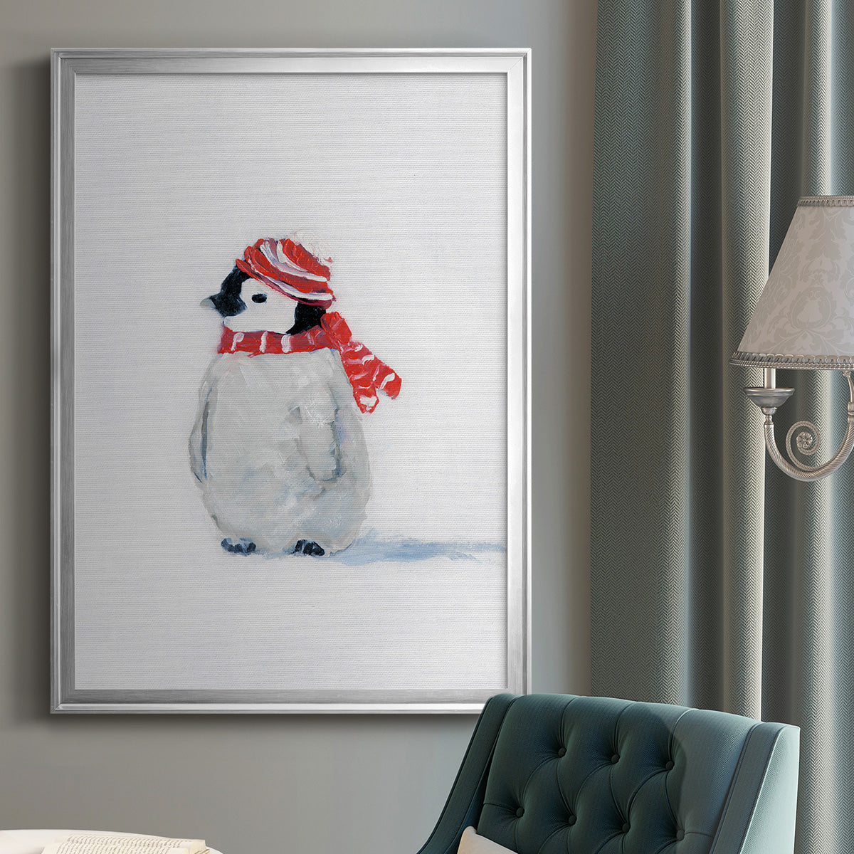 Penguin Play II - Modern Framed Canvas Print