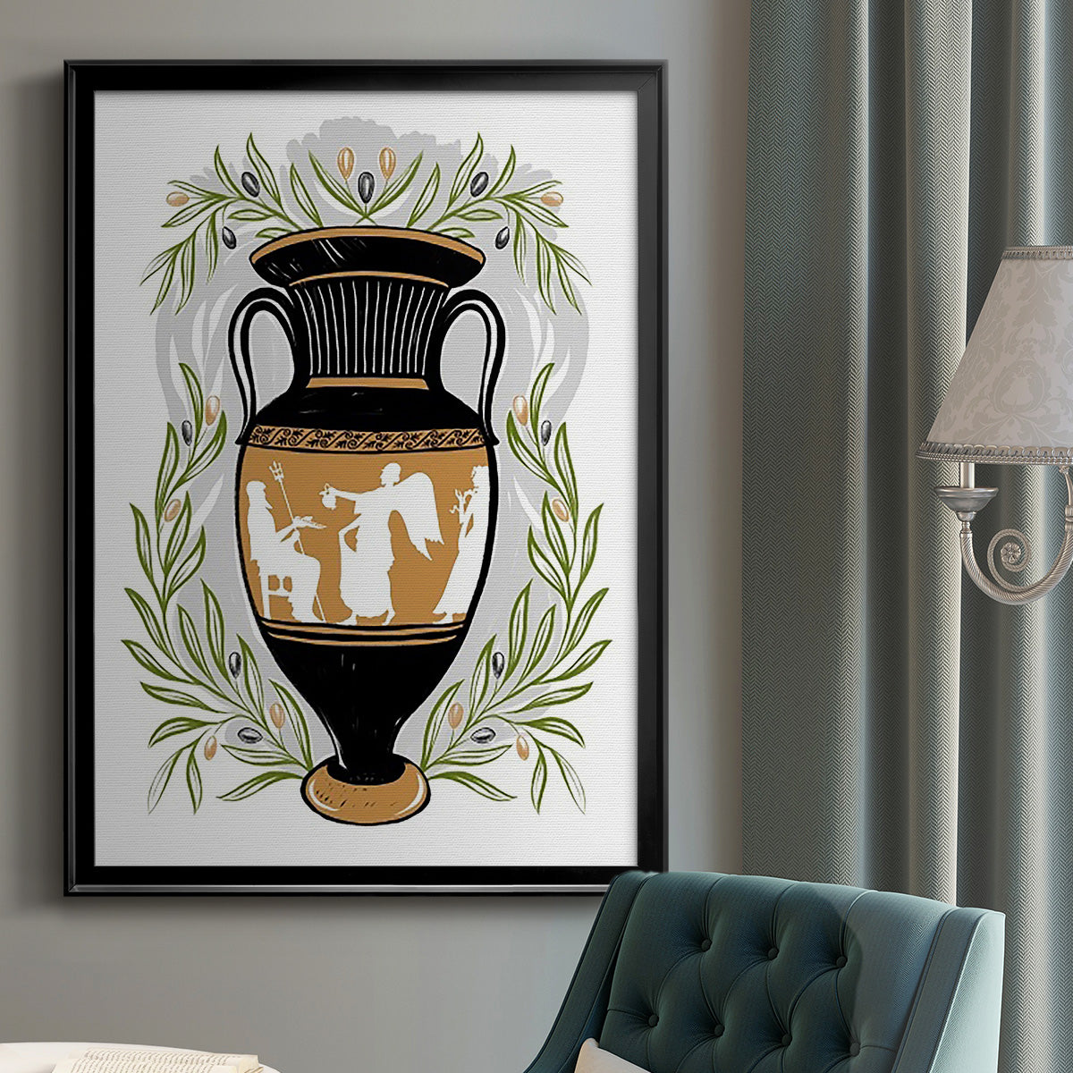 Greek Vases II - Modern Framed Canvas Print