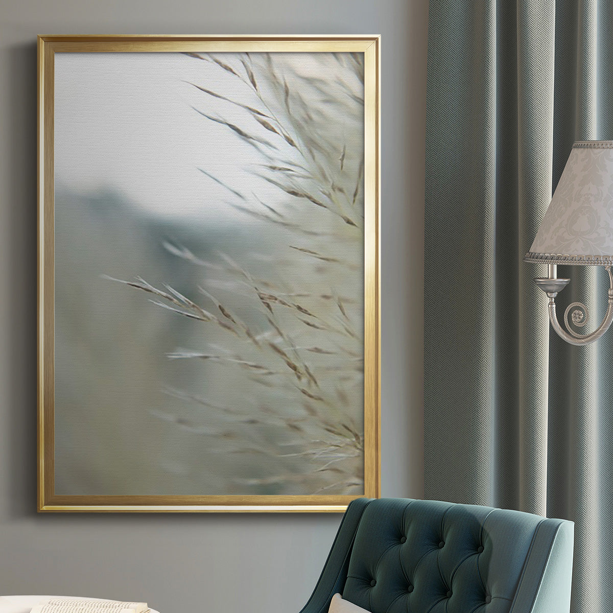 Subtle Grasses III - Modern Framed Canvas Print