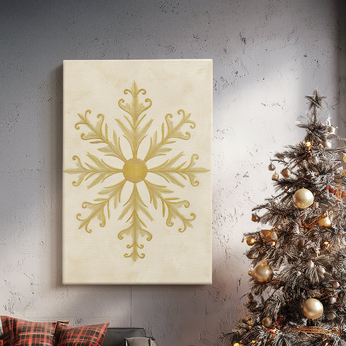 Tinsel-Gold Nativity Green - Canvas Art Print