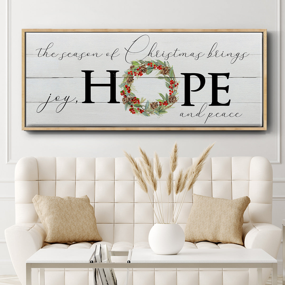 Joy Hope and Peace - Floater Framed Canvas Print