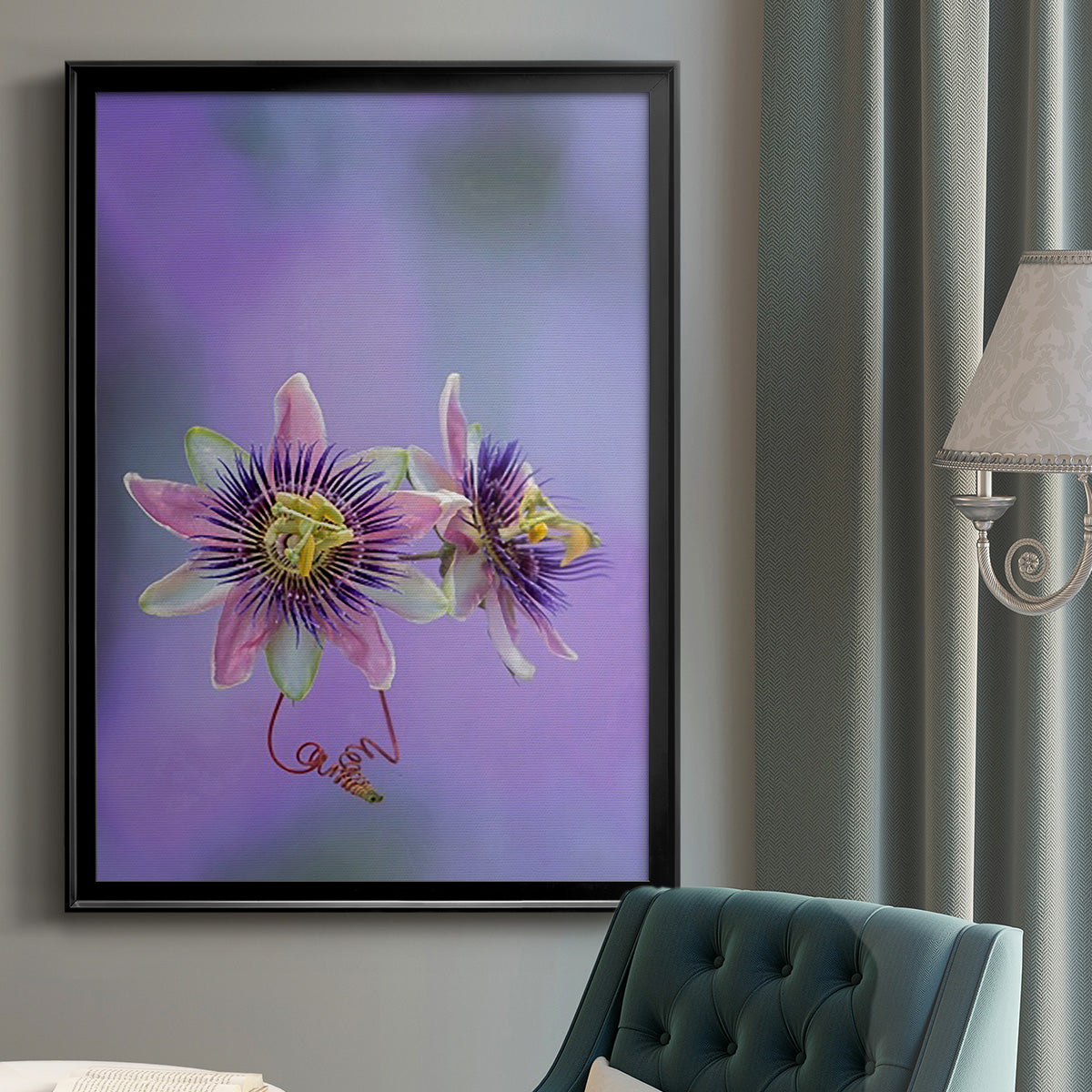 Exotic Flower Burst II - Modern Framed Canvas Print