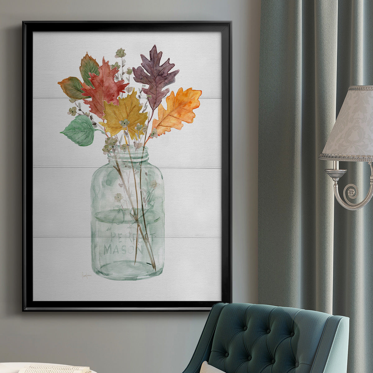 Harvest Home Leaves II - Modern Framed Canvas Print