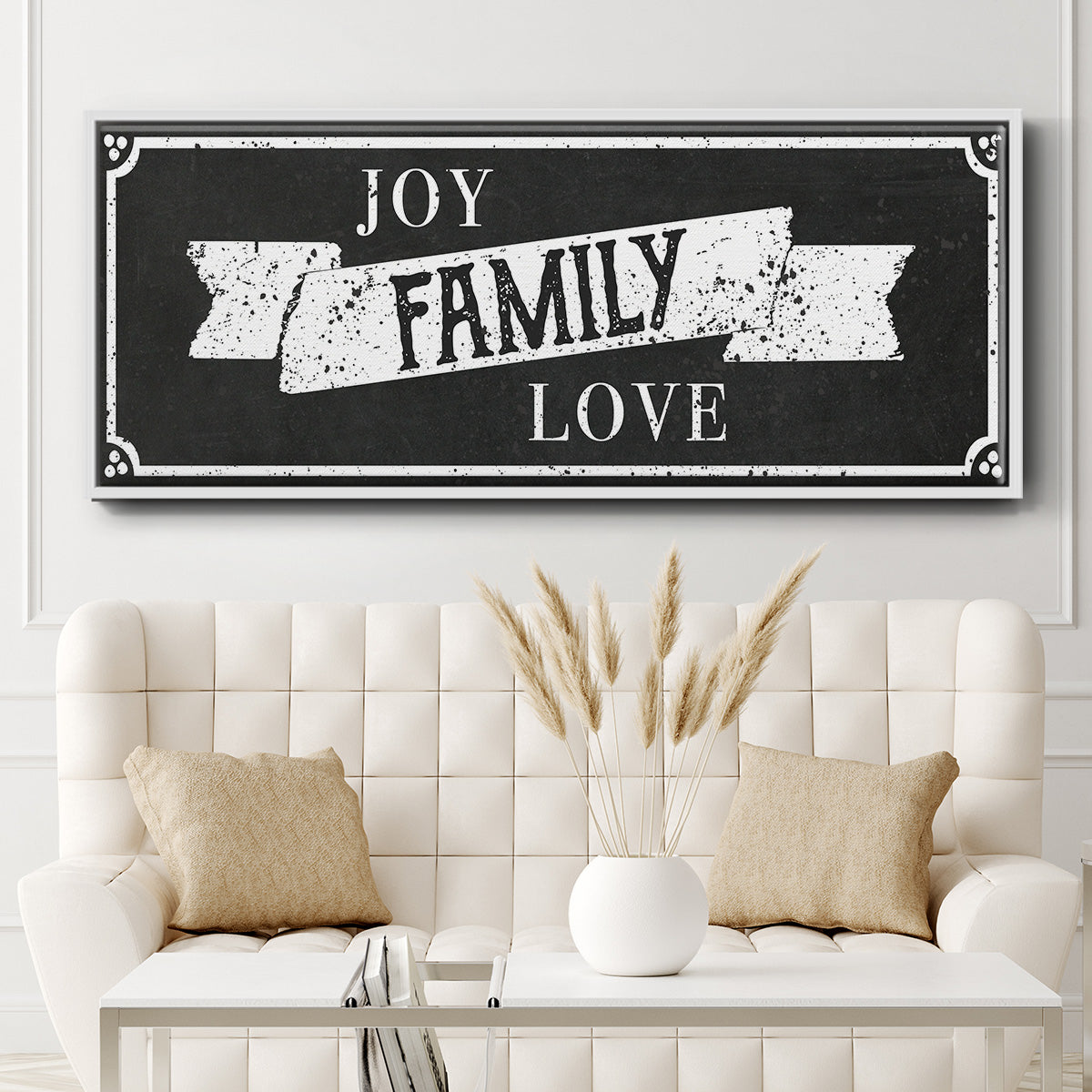 Joy Family Love - Floater Framed Canvas Print
