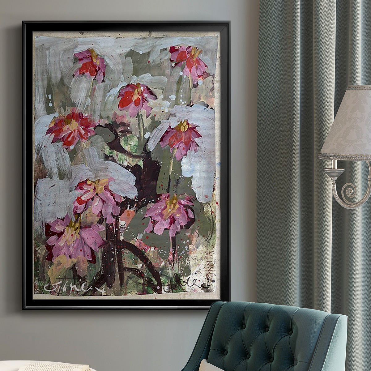 Zinnia I - Modern Framed Canvas Print