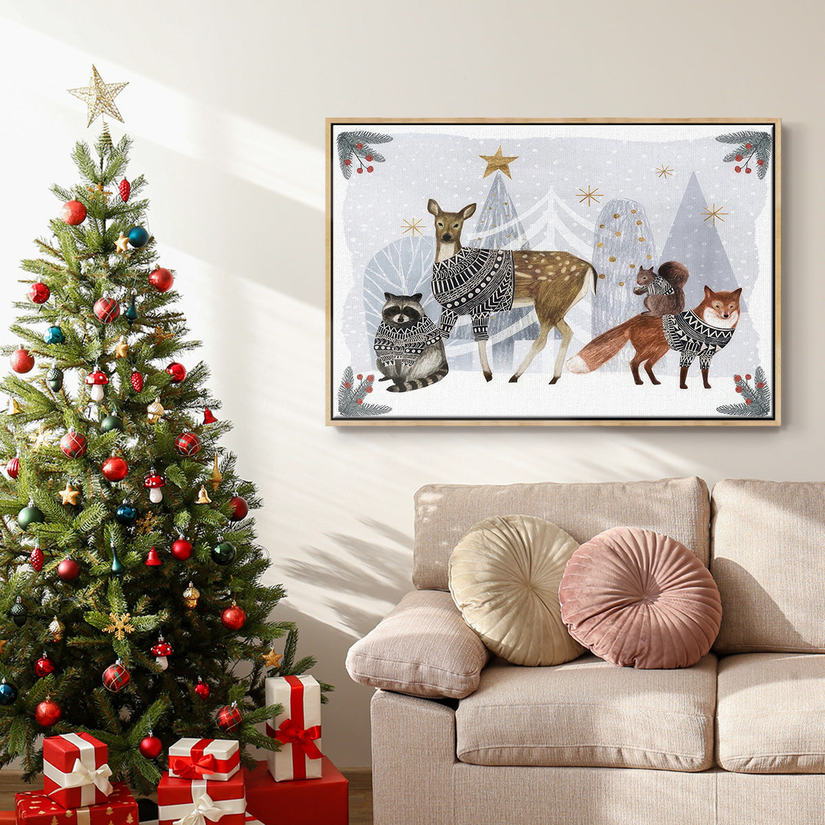 Cozy Christmas Collection A - Floater Framed Canvas Print