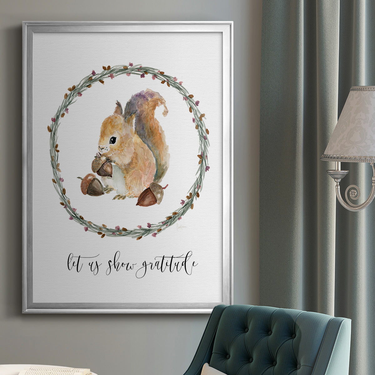 Harvest Home Squirrel - Modern Framed Canvas Print