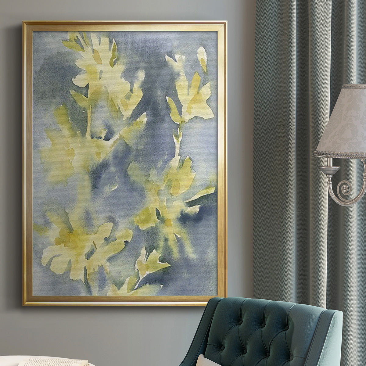 Forsythia Blooms II - Modern Framed Canvas Print