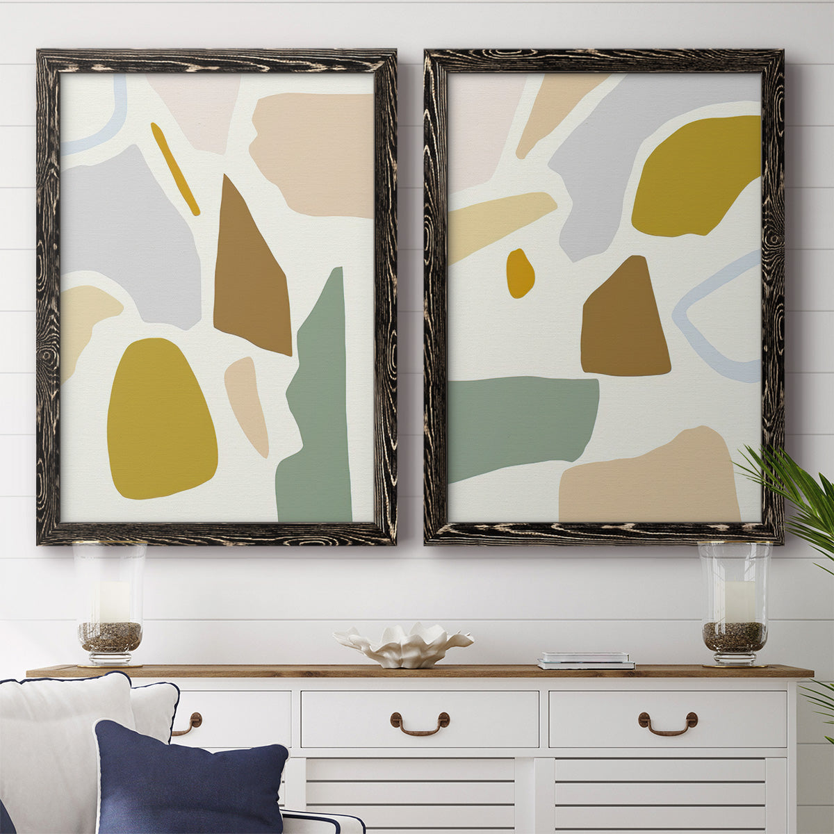 Pastel Splotches I - Premium Framed Canvas 2 Piece Set - Ready to Hang