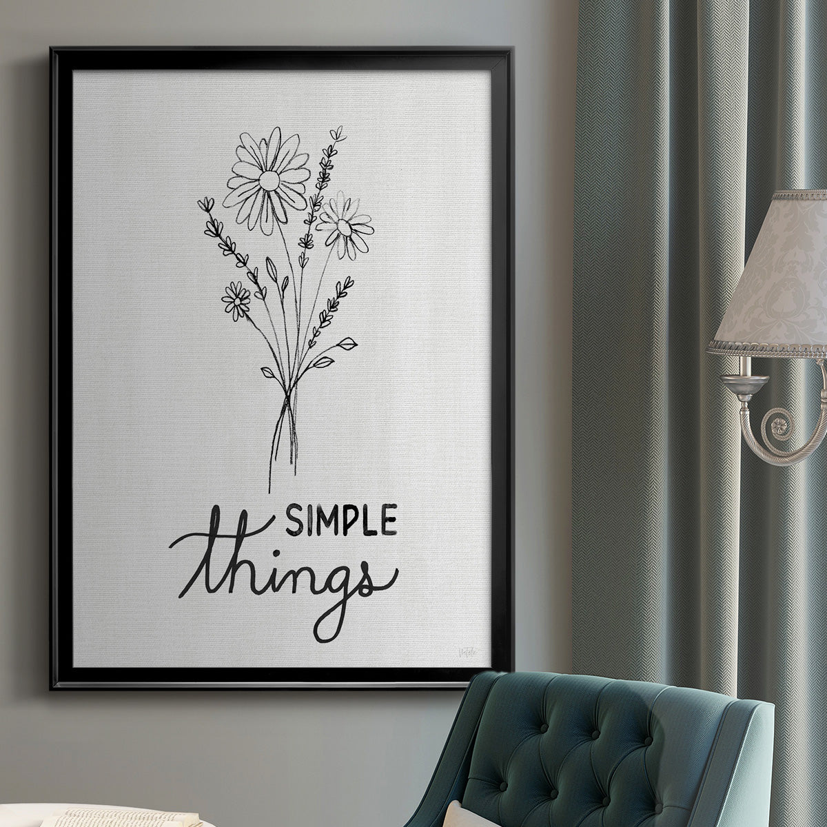 Simple Things Sketch - Modern Framed Canvas Print