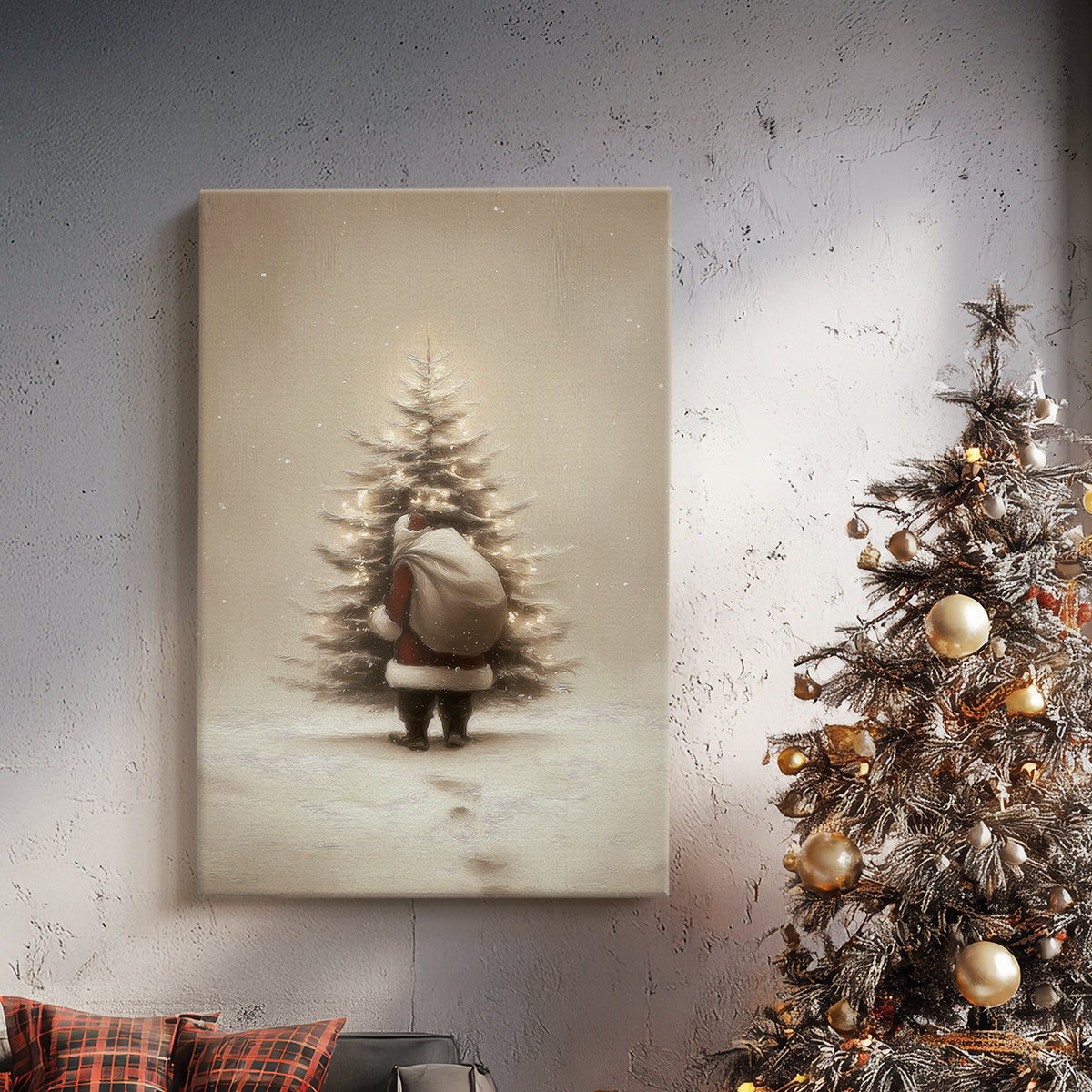 Night of Tinsel-Gold Snow - Canvas Art Print