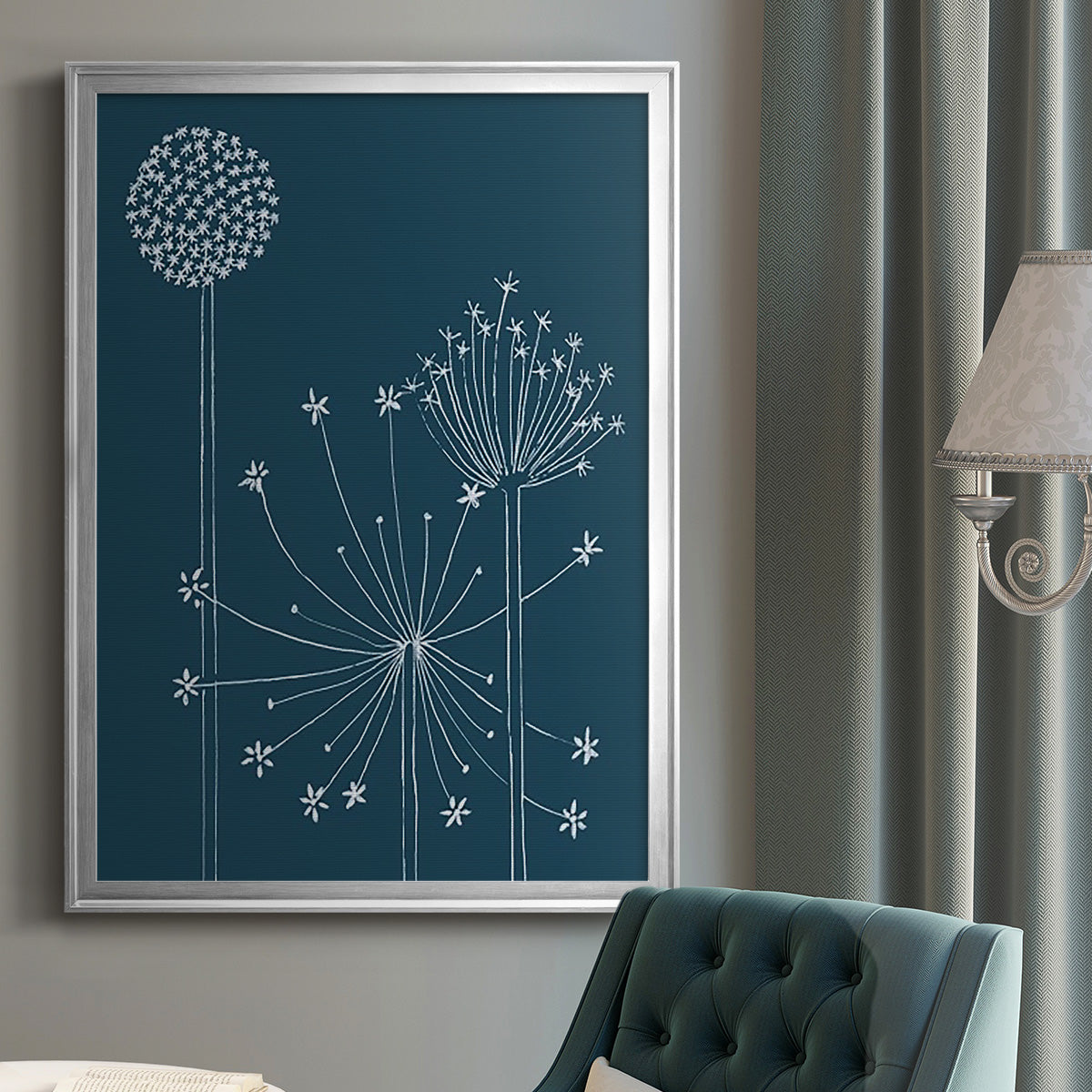 Graphic Alliums I - Modern Framed Canvas Print