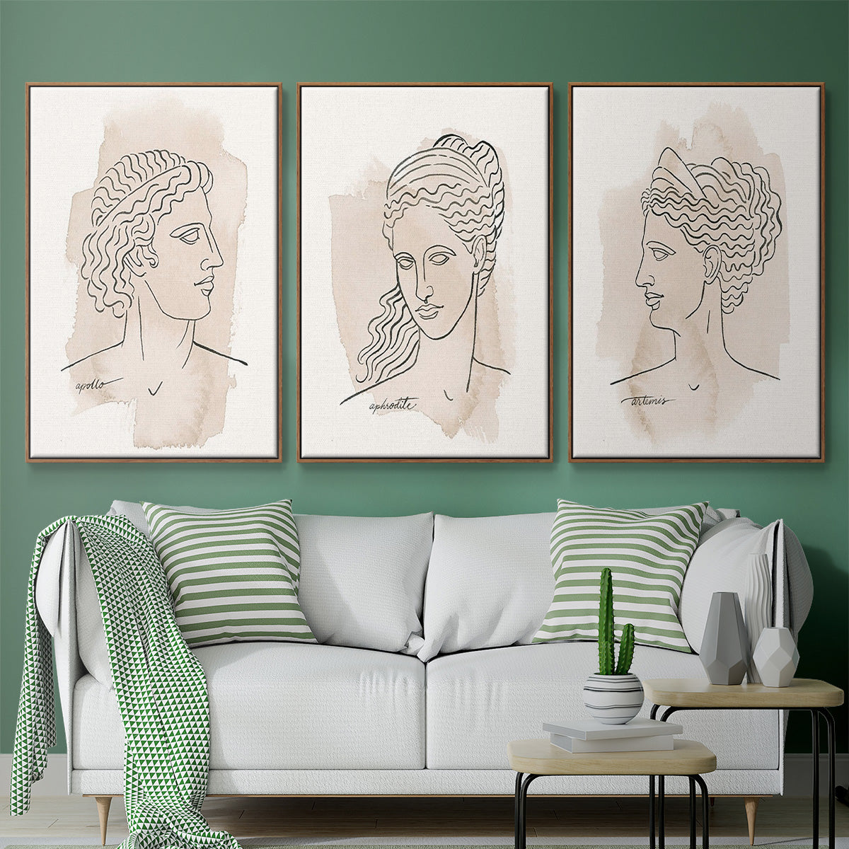 Greek Busts IV - Framed Premium Gallery Wrapped Canvas L Frame 3 Piece Set - Ready to Hang