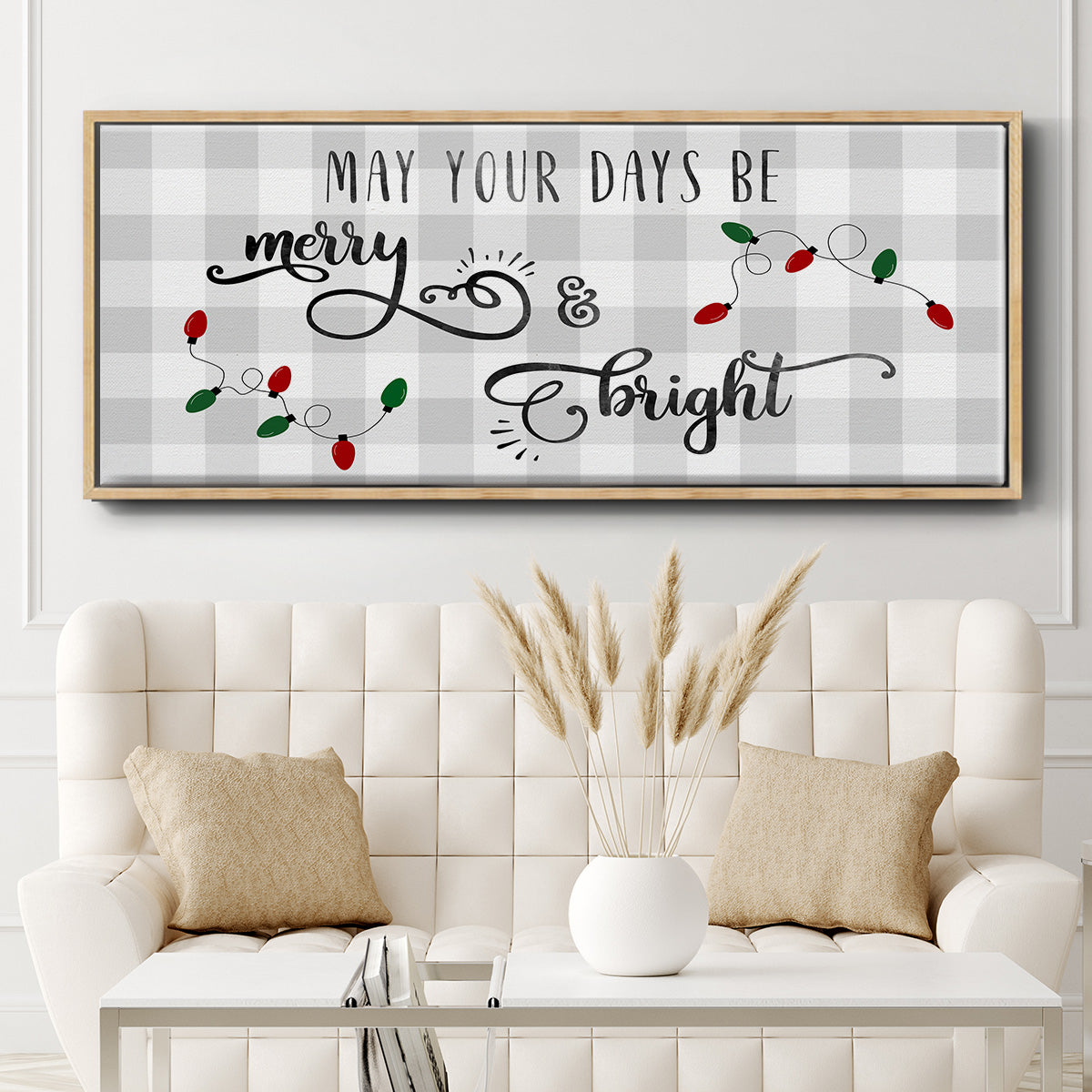 Buffalo Check Merry - Floater Framed Canvas Print