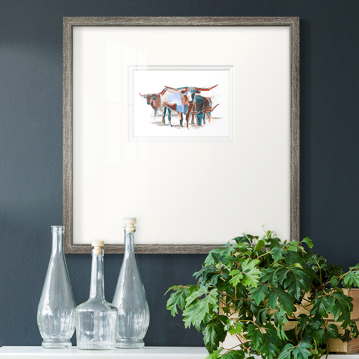 Modern Longhorns II Premium Framed Print Double Matboard