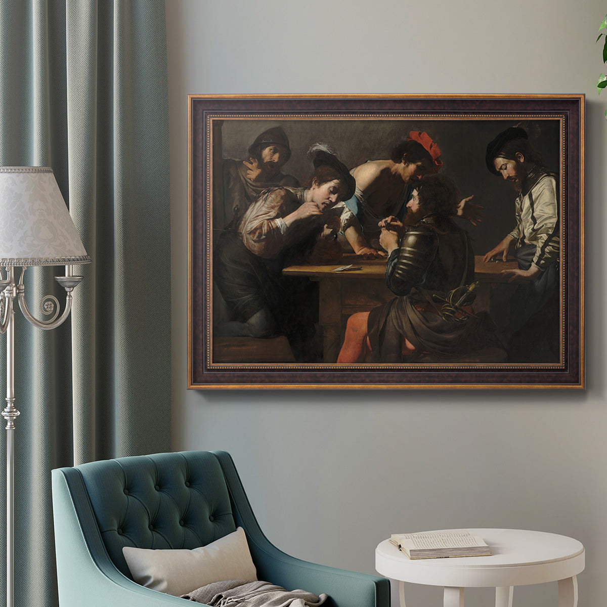 Soldiers Playing Cards and Dice (The Cheats) - Ornate Framed Canvas Print