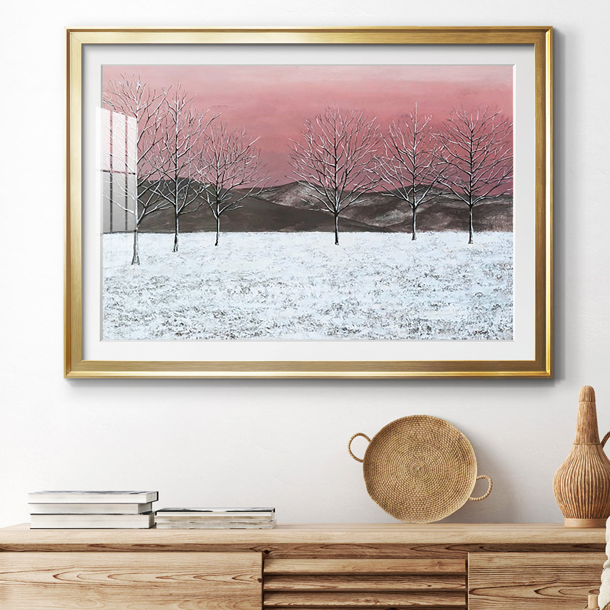 Sunset Snowfall I Premium Framed Print - Ready to Hang