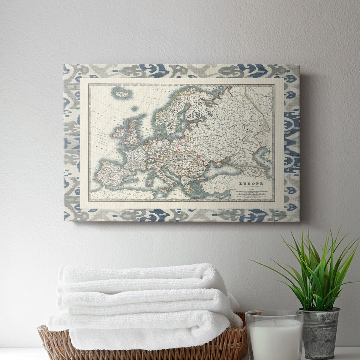 Bordered Map of Europe - Canvas Art Print