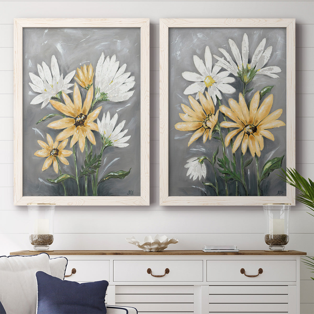 Summer Daisies I - Premium Framed Canvas 2 Piece Set - Ready to Hang