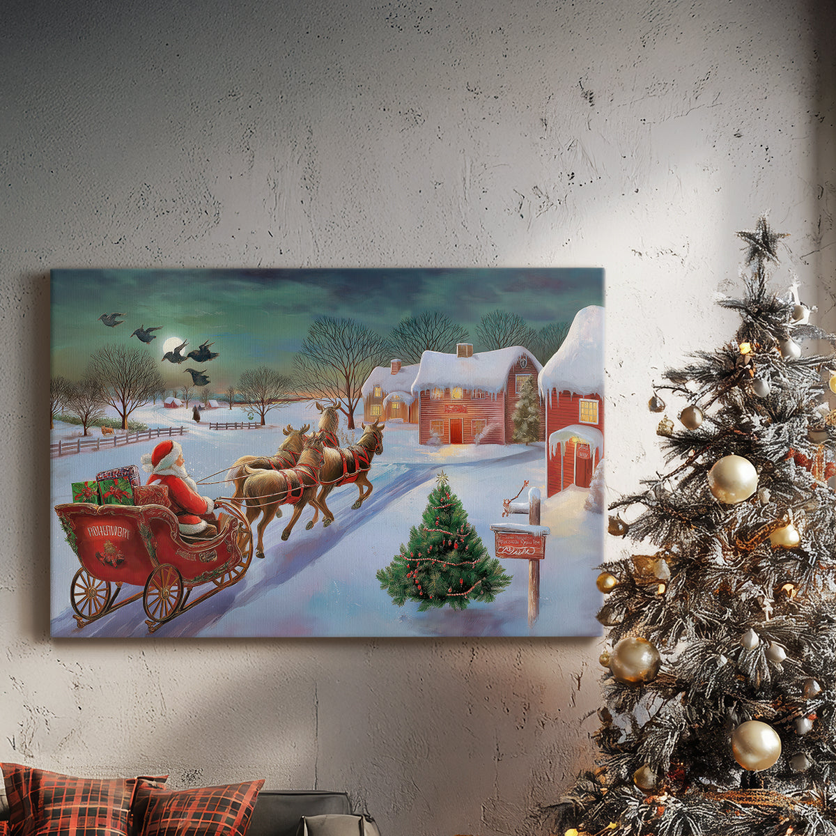 Soft Linen Promise of Wreath - Canvas Art Print