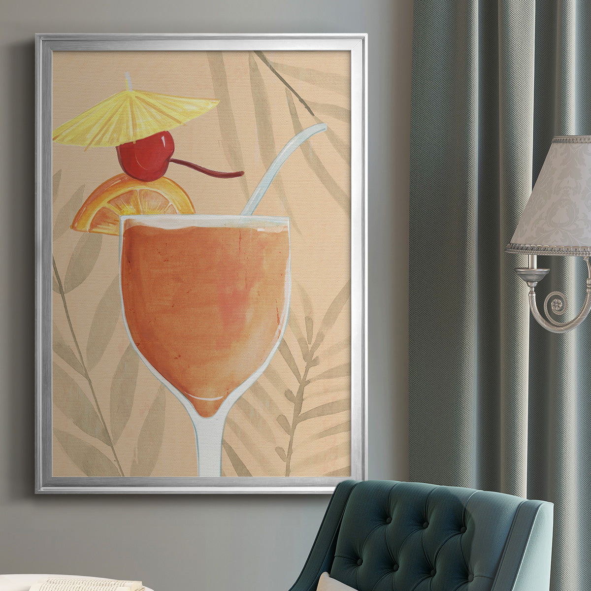 Tropical Cocktail I - Modern Framed Canvas Print