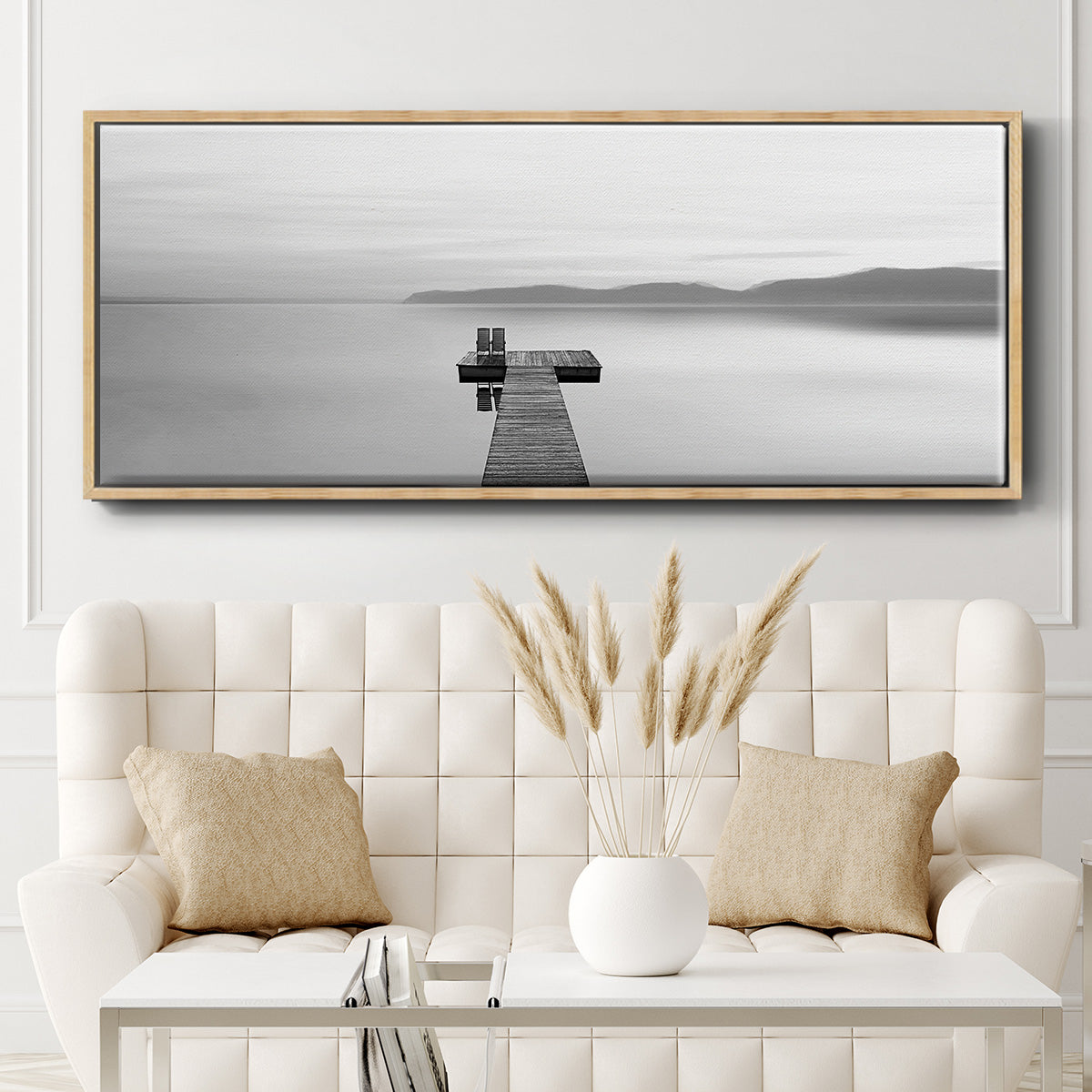 Black & White Water Panel XII - Floater Framed Canvas Print