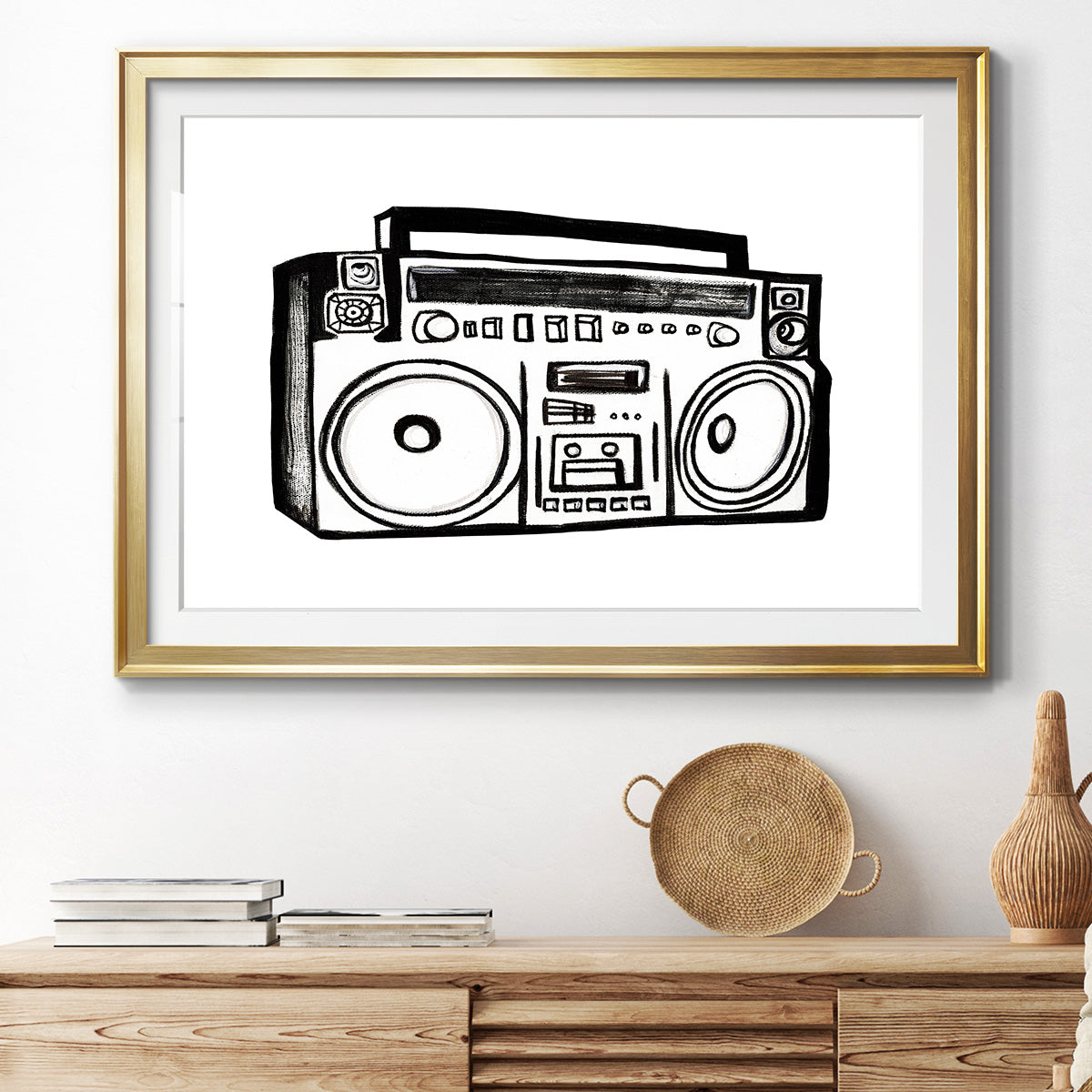 Boombox Sketch Premium Framed Print - Ready to Hang