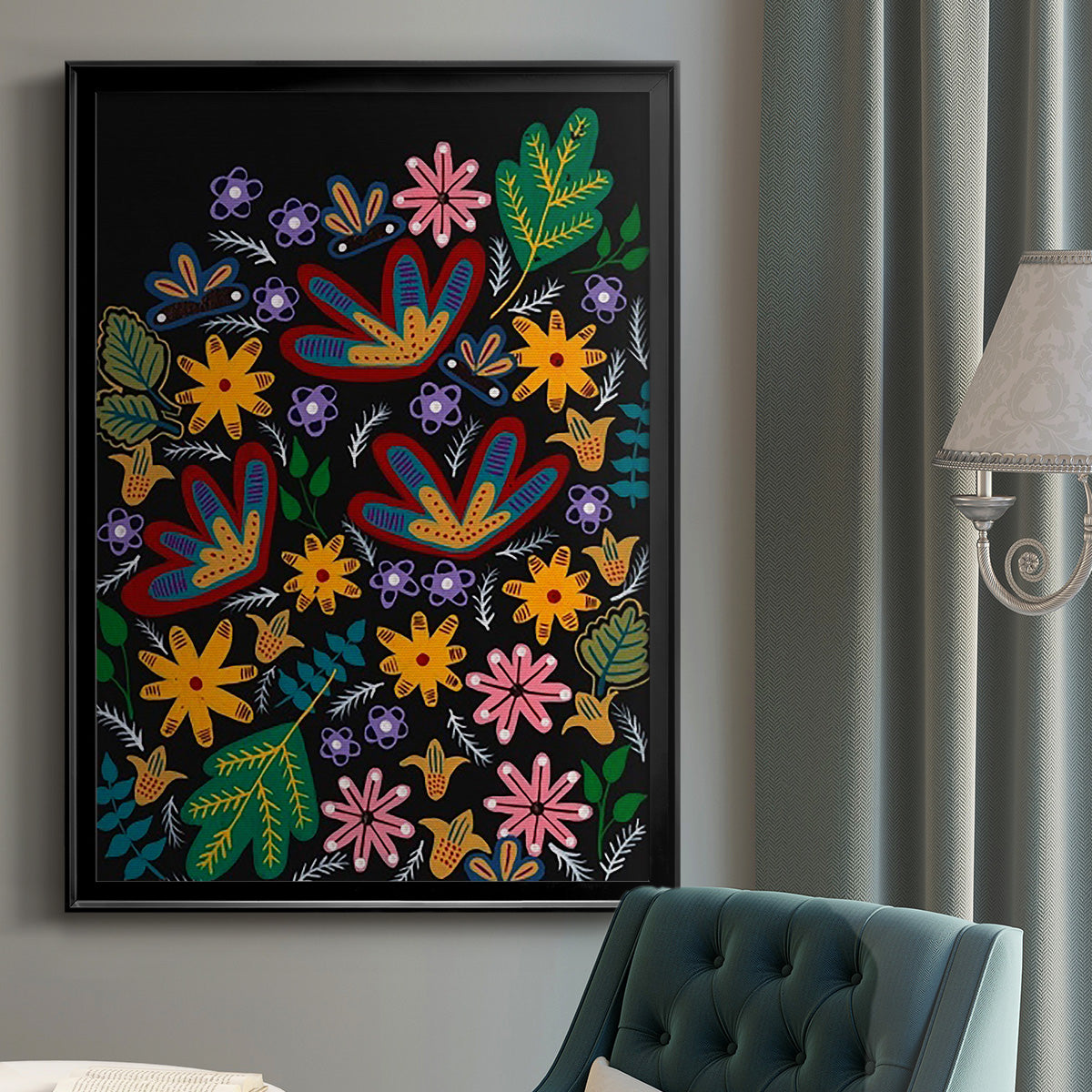 Muddled Flowers I - Modern Framed Canvas Print