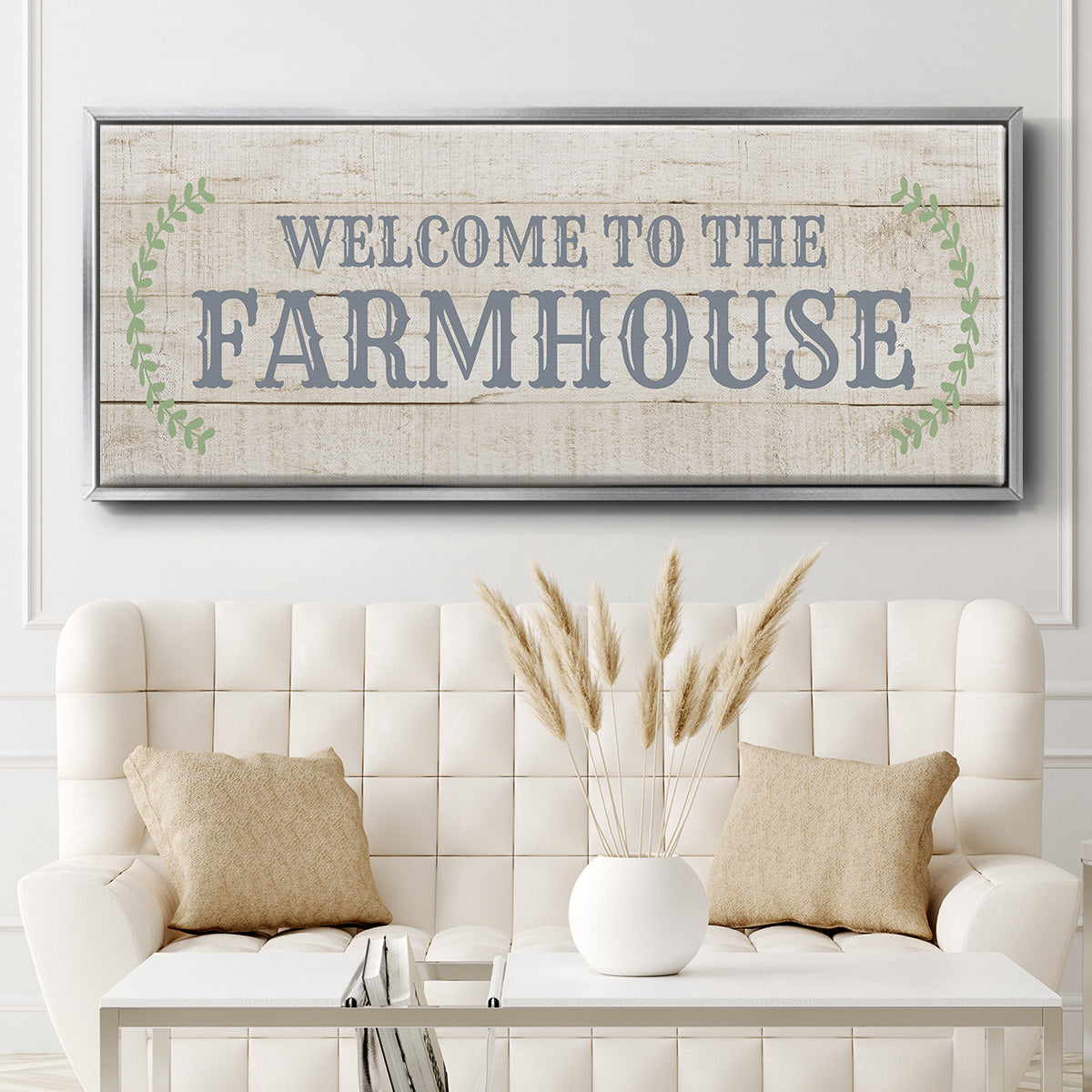 Welcome to the Farmhouse - Floater Framed Canvas Print