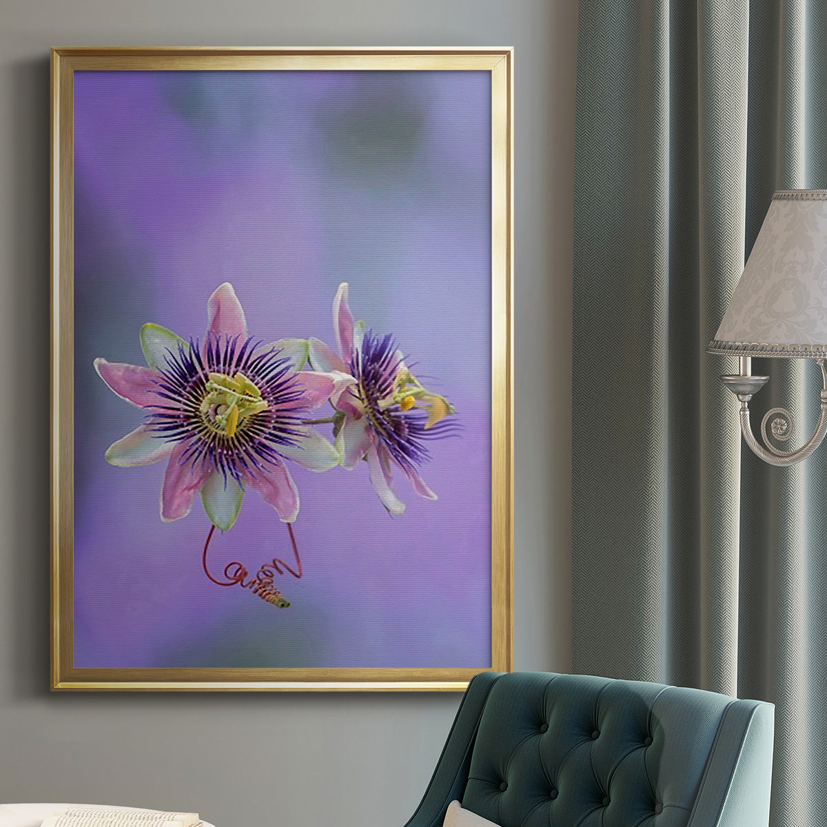 Exotic Flower Burst II - Modern Framed Canvas Print