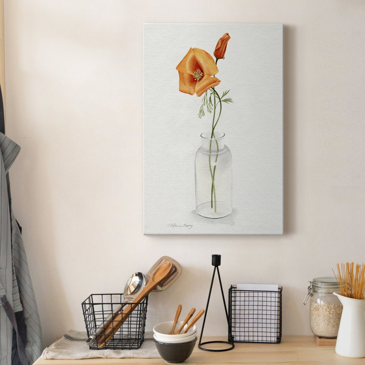 California Poppy Vase I Premium Gallery Wrapped Canvas - Ready to Hang