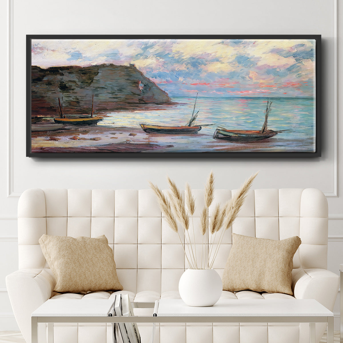 Sunset at Étretat, 1885 - Floater Framed Canvas Print