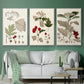 Leaves & Berries I - Framed Premium Gallery Wrapped Canvas L Frame 3 Piece Set - Ready to Hang