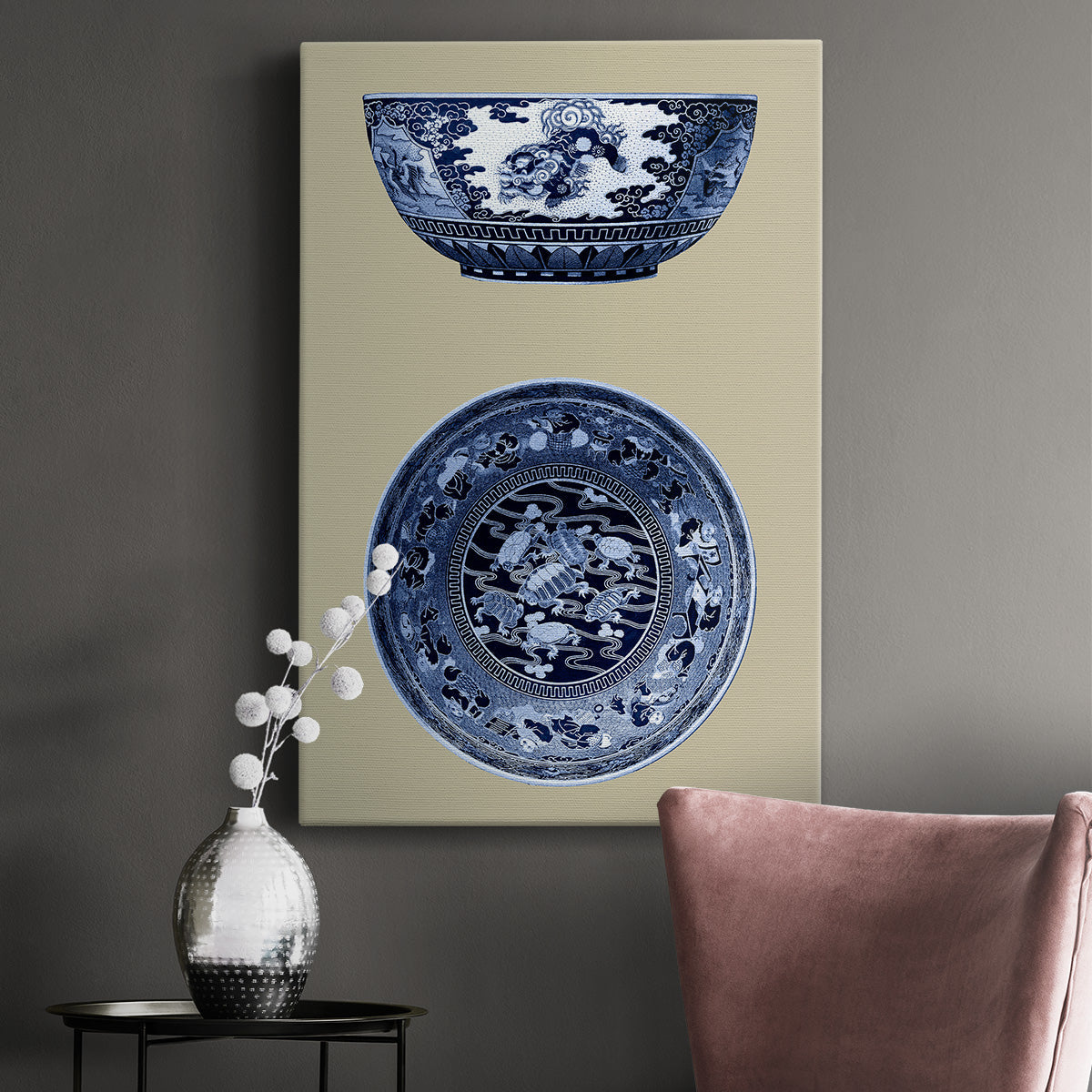 Porcelain in Blue and White I Premium Gallery Wrapped Canvas - Ready to Hang